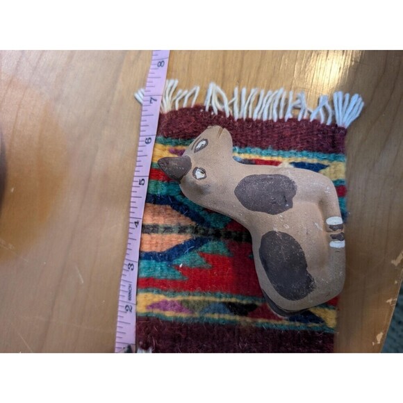 Vintage Peru Pottery Cow Figurine, Clay Native Folk Art, Southwestern Decor - Picture 9 of 9